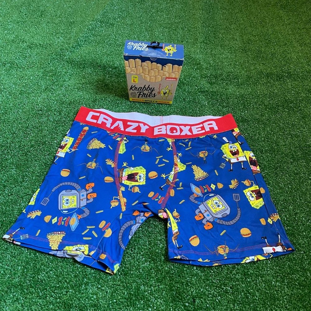 Crazy Boxer Men's SpongeBob SquarePants Burgers Boxer Briefs in Fry Box L NEW